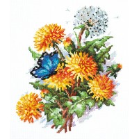 Goedkoop borduurpakket met telpatroon - Paardebloemen 