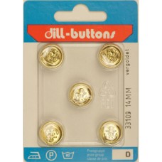 Knoop goud anker - 14 mm, 5 stuks