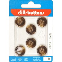 Knoop bruin 15 mm - 6 stuks 