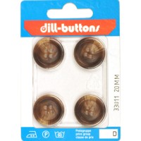 Knoop bruin 20 mm - 4 stuks