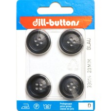 Knoop blauw 20 mm - 4 stuks