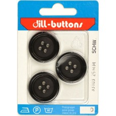 Knoop zwart 25 mm - 3 stuks