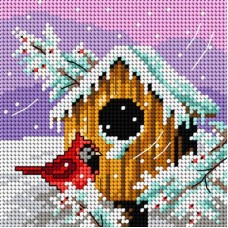 Borduren zonder tellen - Bedrukt canvas: Vogel Winter