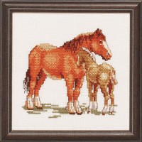 Voordelig borduurpakket - Paard met veulen
