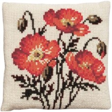 Borduurpakket - Kussenpakket Klaprozen
