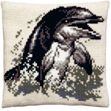 Borduurpakket - Kussenpakket Dolfijn