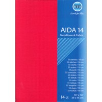 Borduurstof Aïda 14 count - 39 x 45cm Rood