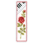 Borduurpakket - Boekenlegger Roos met piano